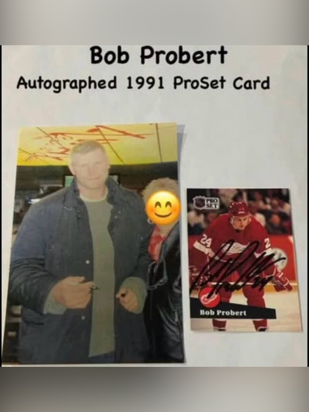 Bob Probert Autographed 1991 ProSet Hockey Card
